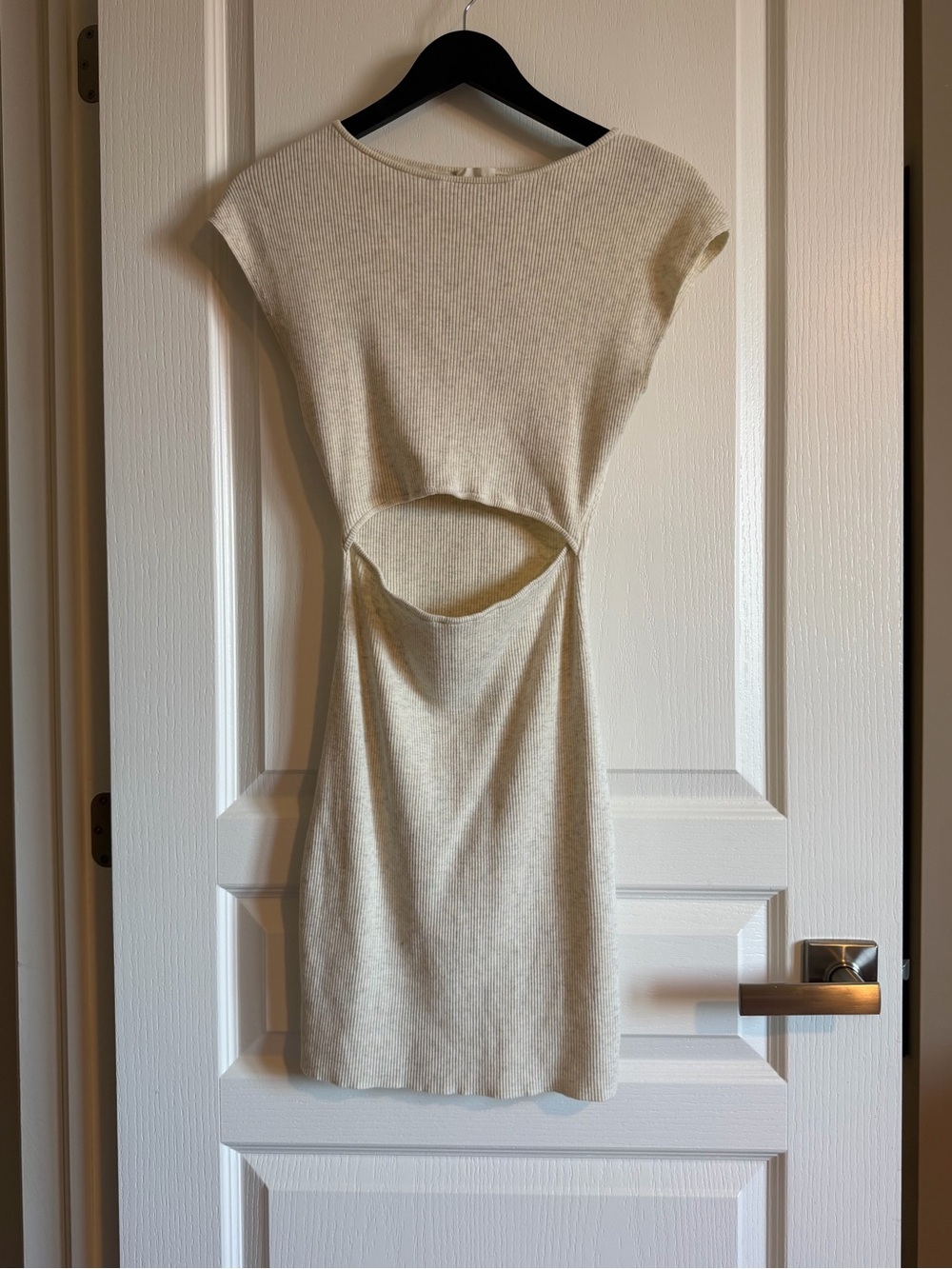 Wilfred Cream Ribbed Cutout Mini Dress